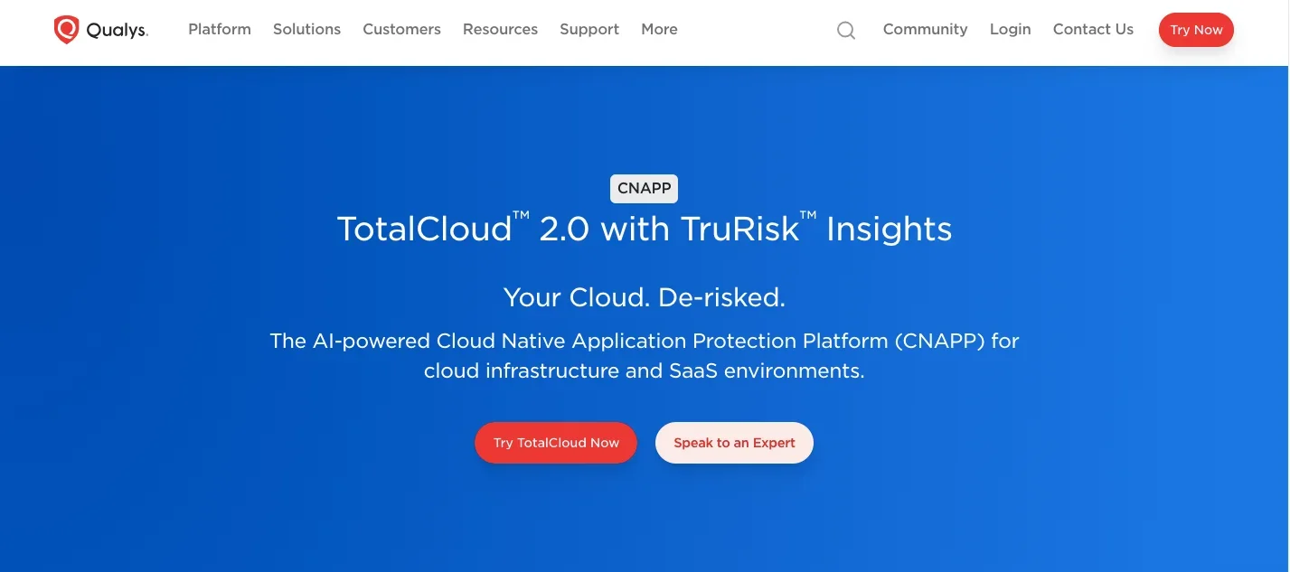 Qualys TotalCloud_apps page
