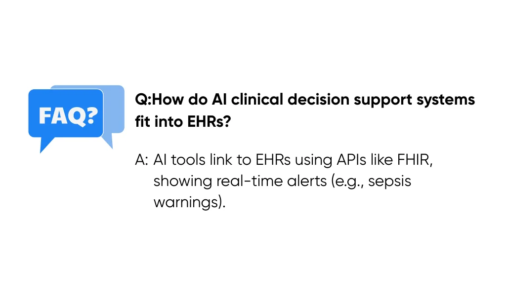 FAQ question about how AI clinical decision support systems integrate with electronic health records