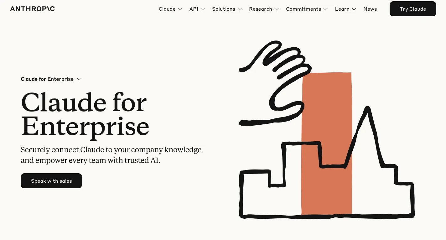 Image shows Anthropic homepage