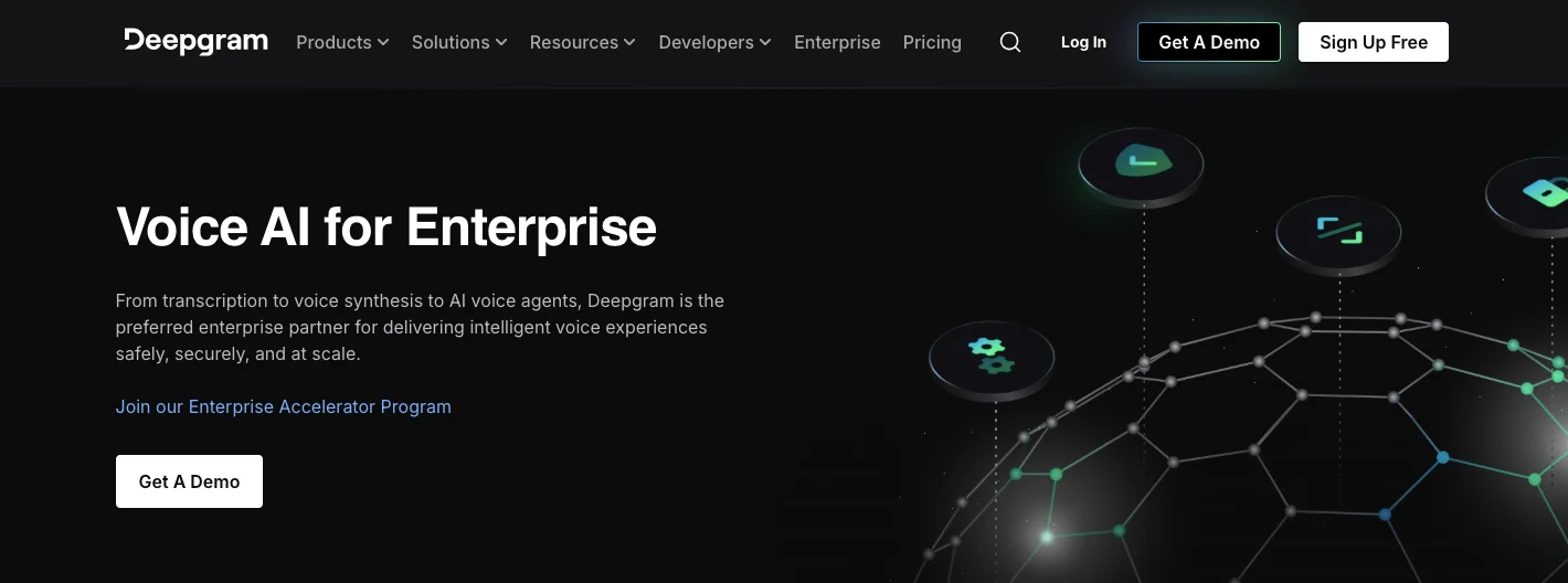 Image shows Deepgram homepage