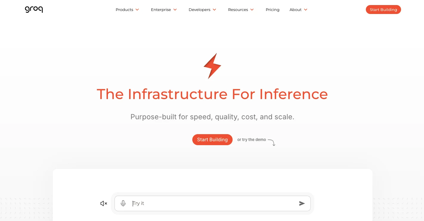Image shows Groq Homepage