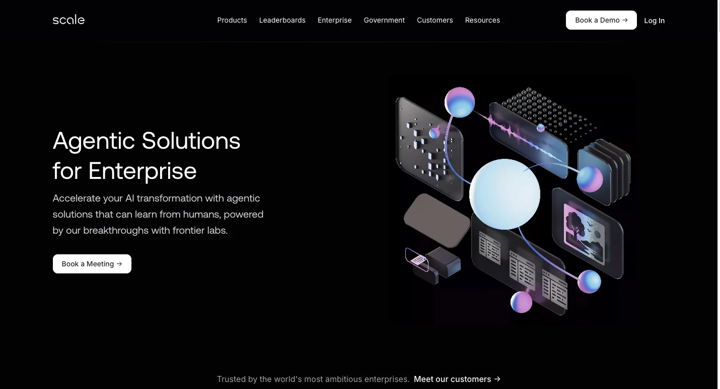 Image shows Scale AI homepage