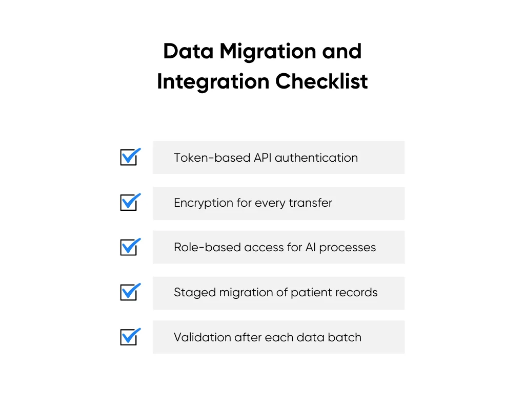 Checklist for data migration and system integration