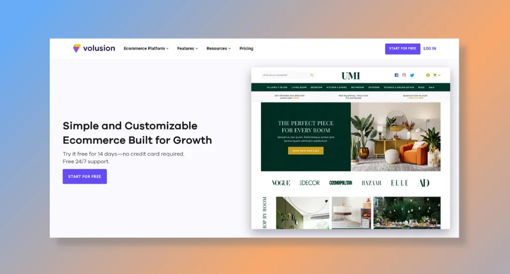 Volusion - Best for Seamless Ecommerce Integration