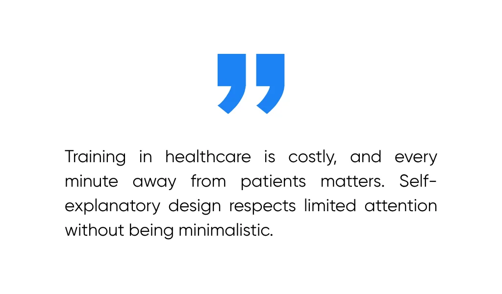 Saving training time in healthcare through self-explanatory software design.