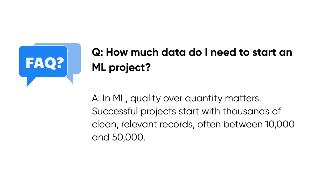 Data requirements for starting a machine learning project