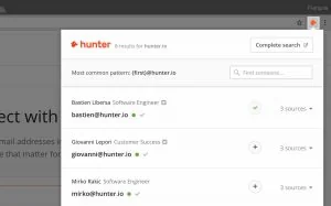 Hunter chrome extension view