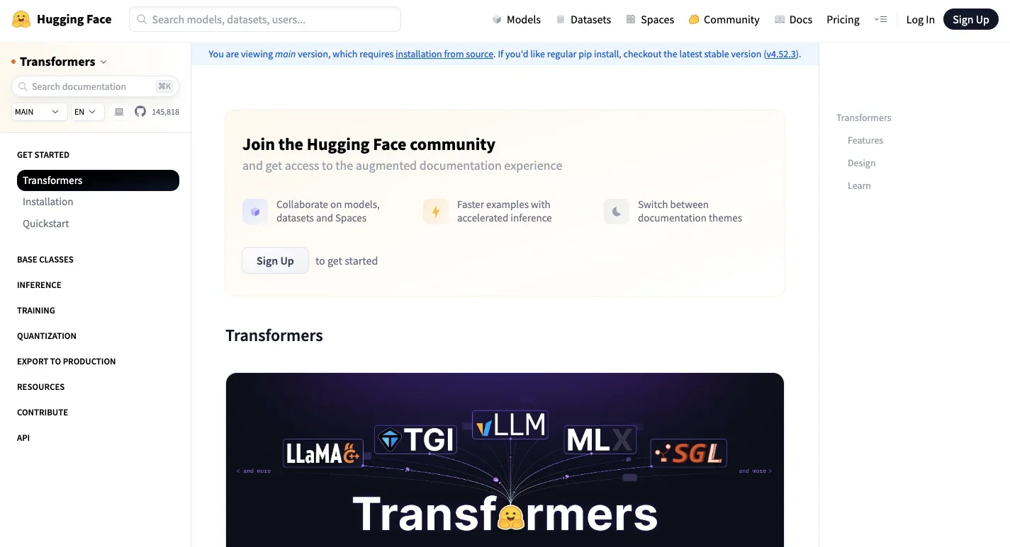 Hugging Face Transformers_homepage