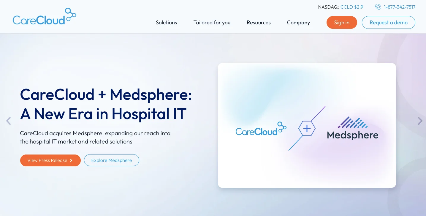 CareCloud homepage