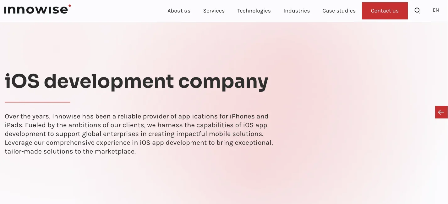 Innowise_service page