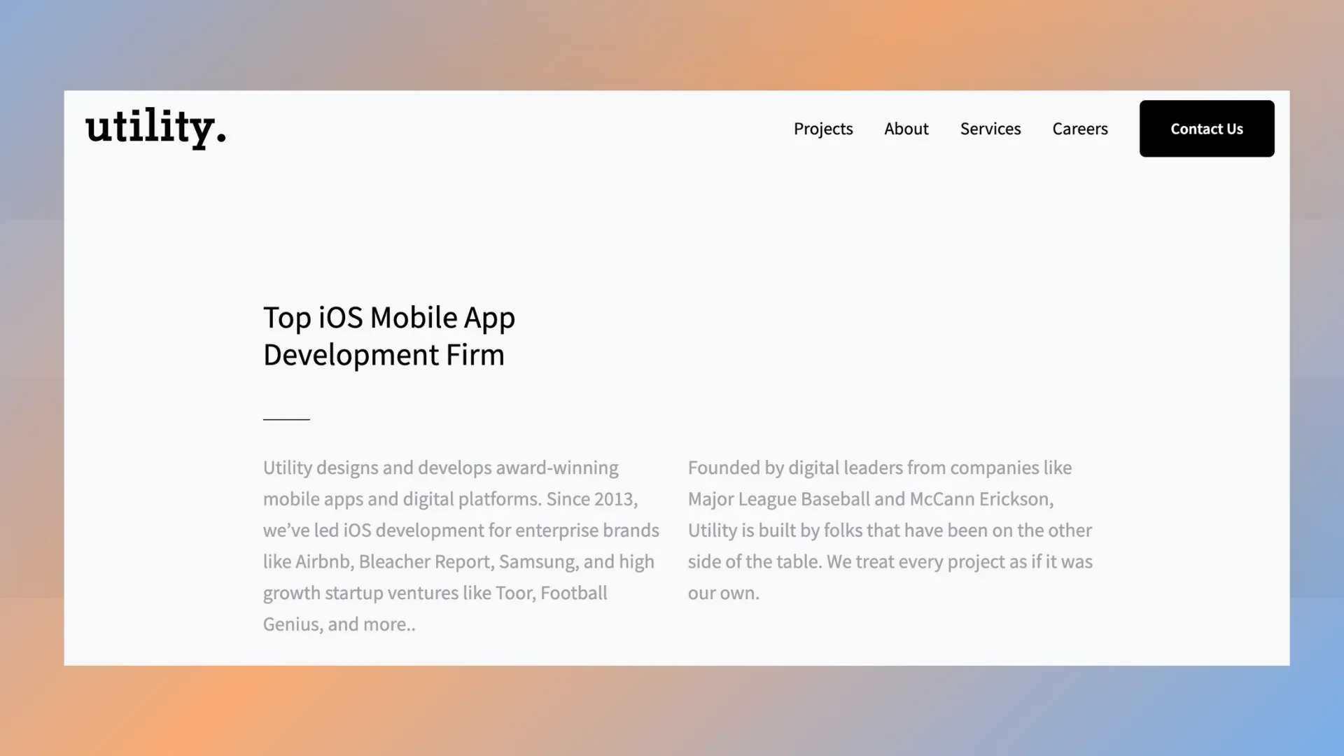 Utility home page