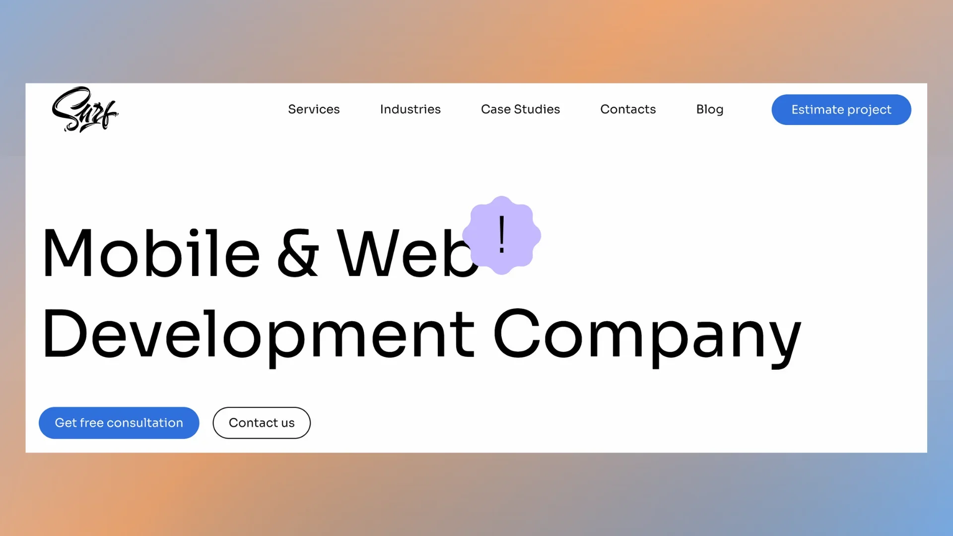 Surf home page
