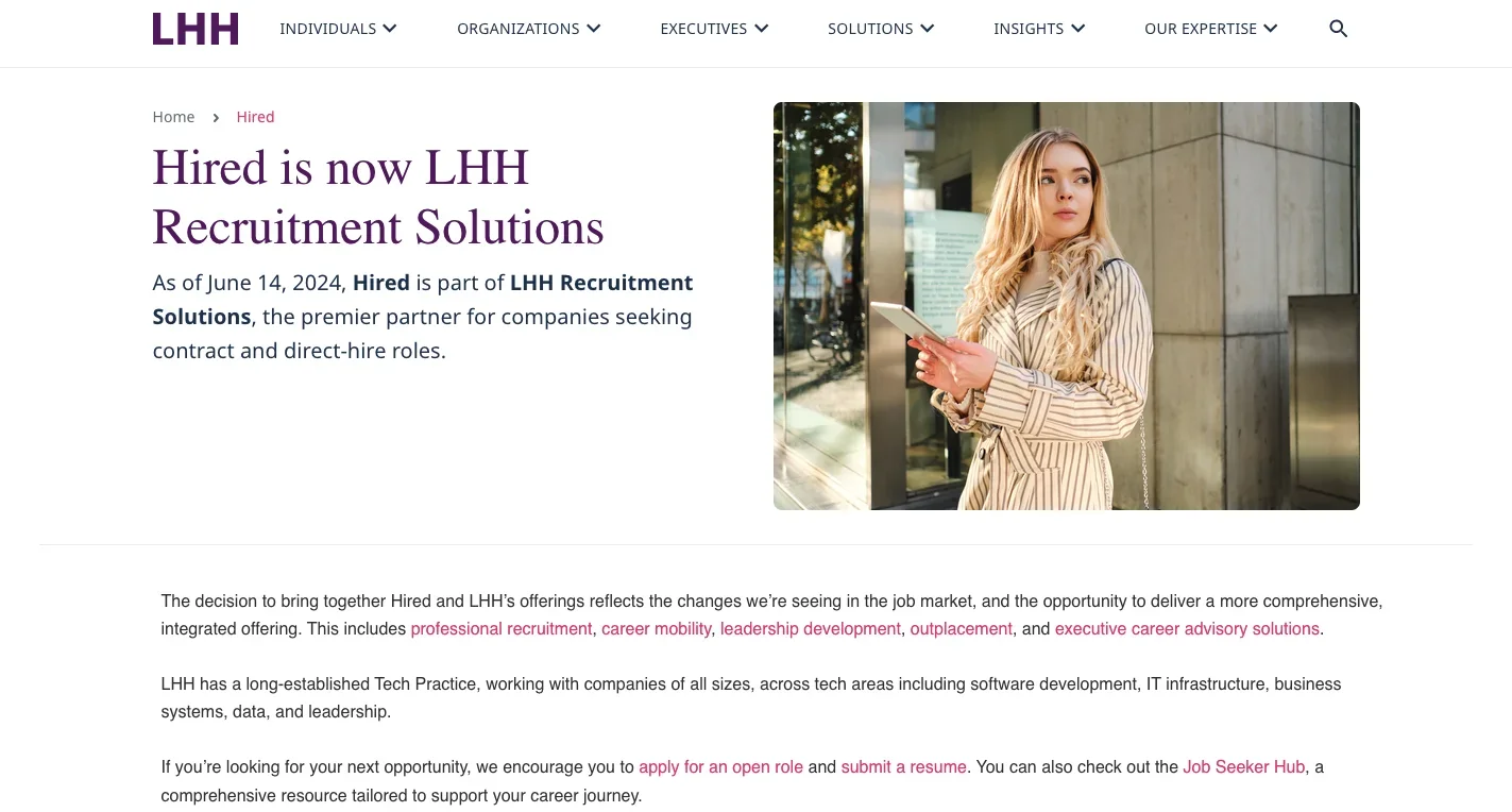 LHH Recruitment Solutions (Formerly Hired) - Hiring Web Developers Made Efficient