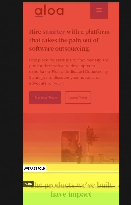 Hotjar heat map feature - mobile view