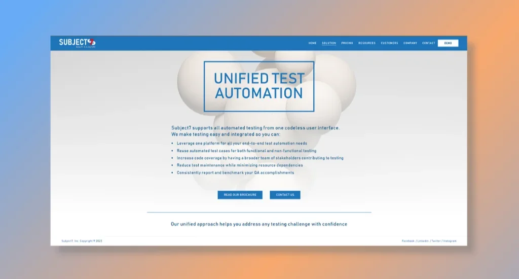 Subject7 - Providing a Unified Testing Platform
