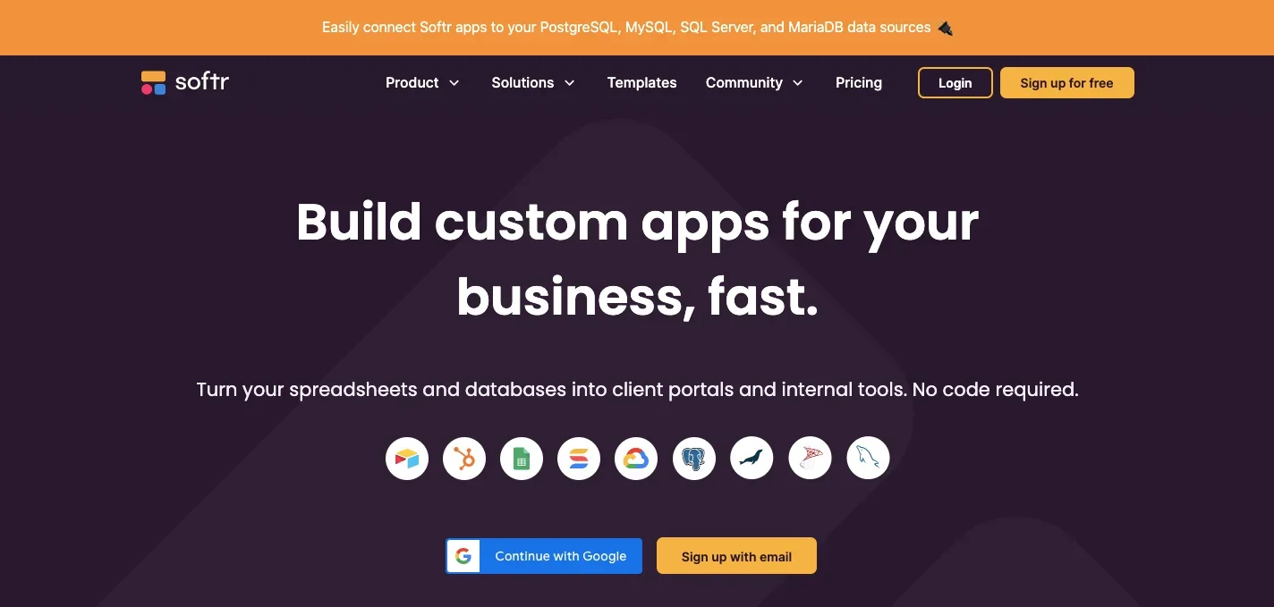 Softr_homepage