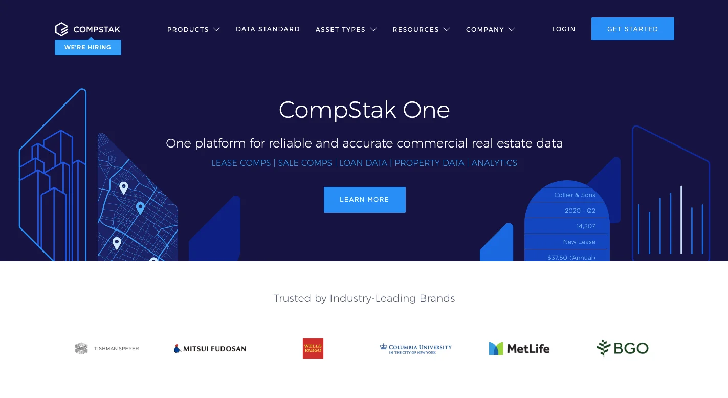 Homepage layout of CompStak