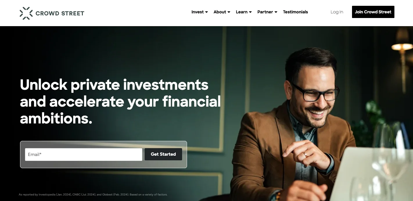 Homepage layout of CrowdStreet