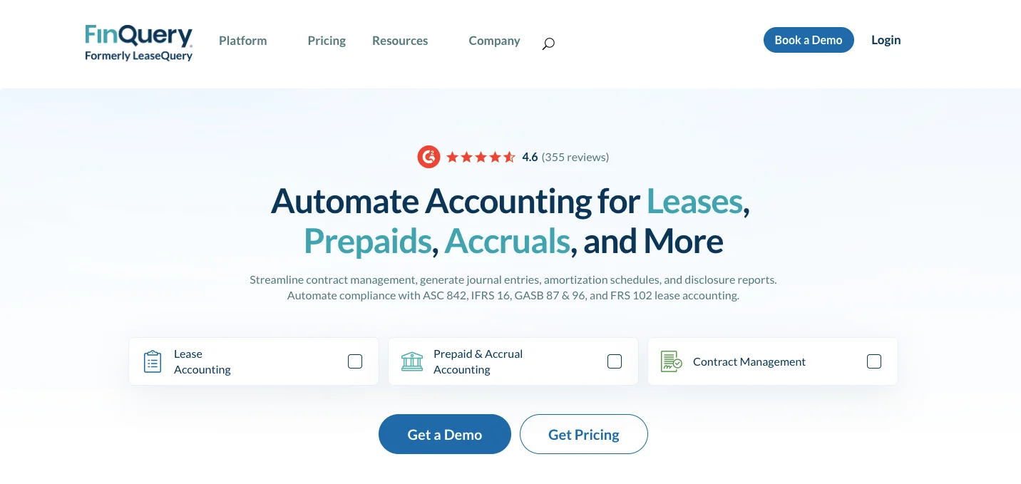 Homepage layout of Finquery