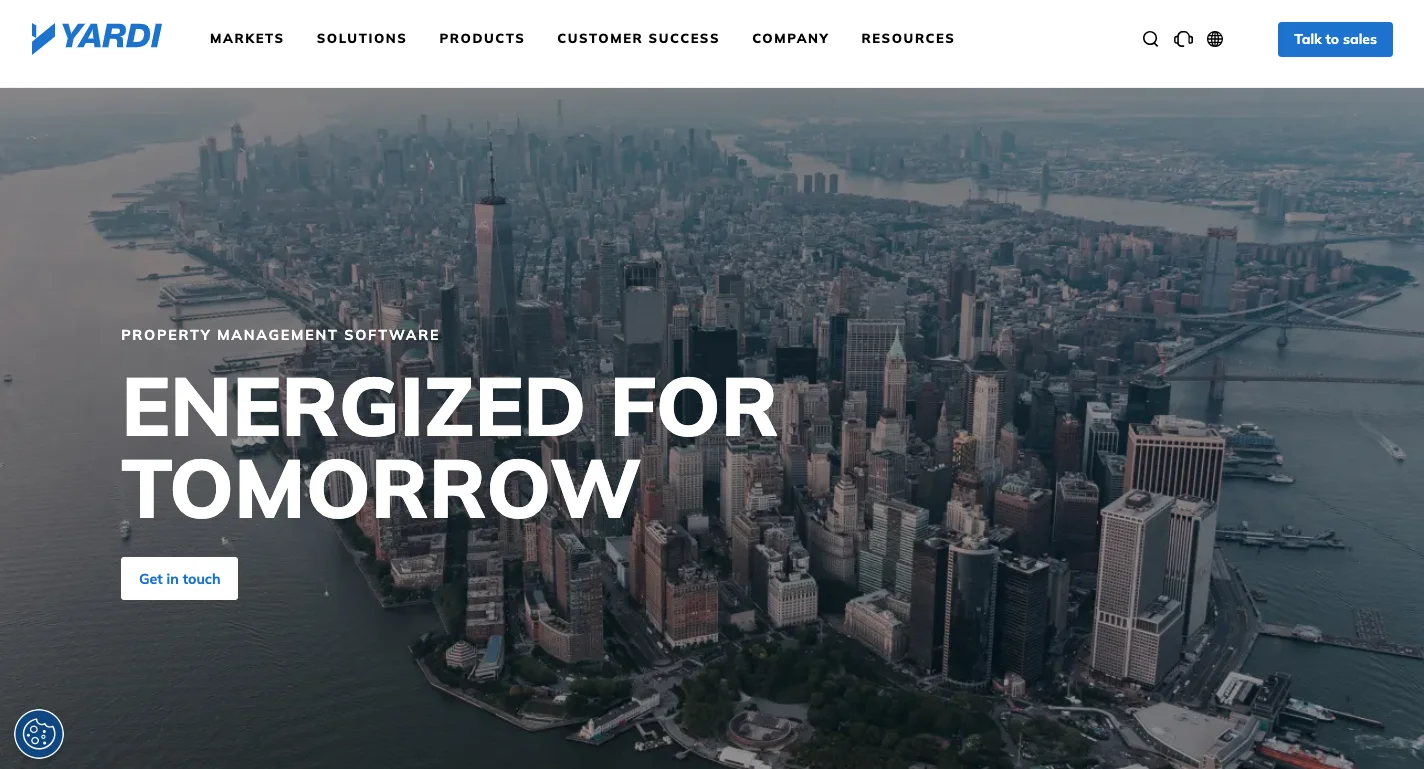 Homepage layout of Yardi