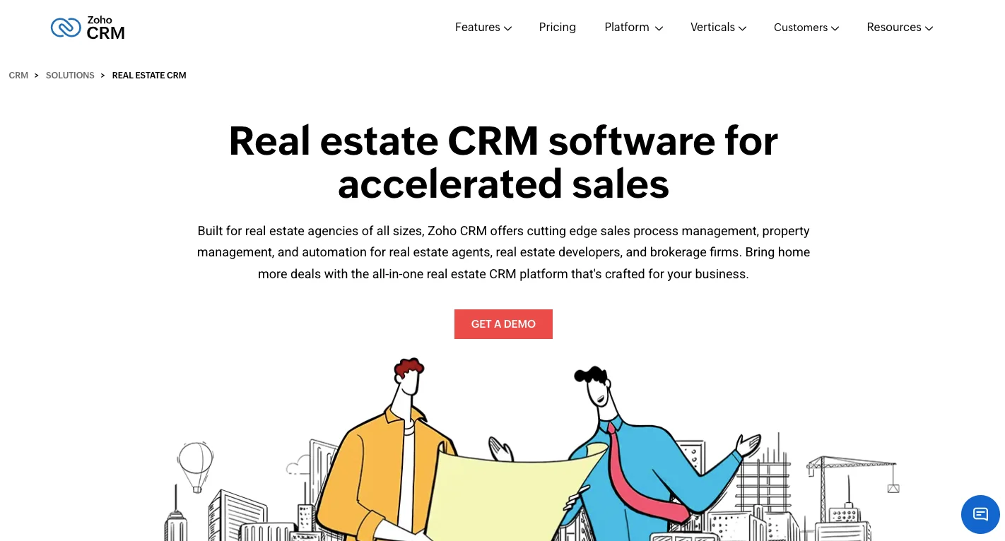 Homepage layout of Zoho CRM