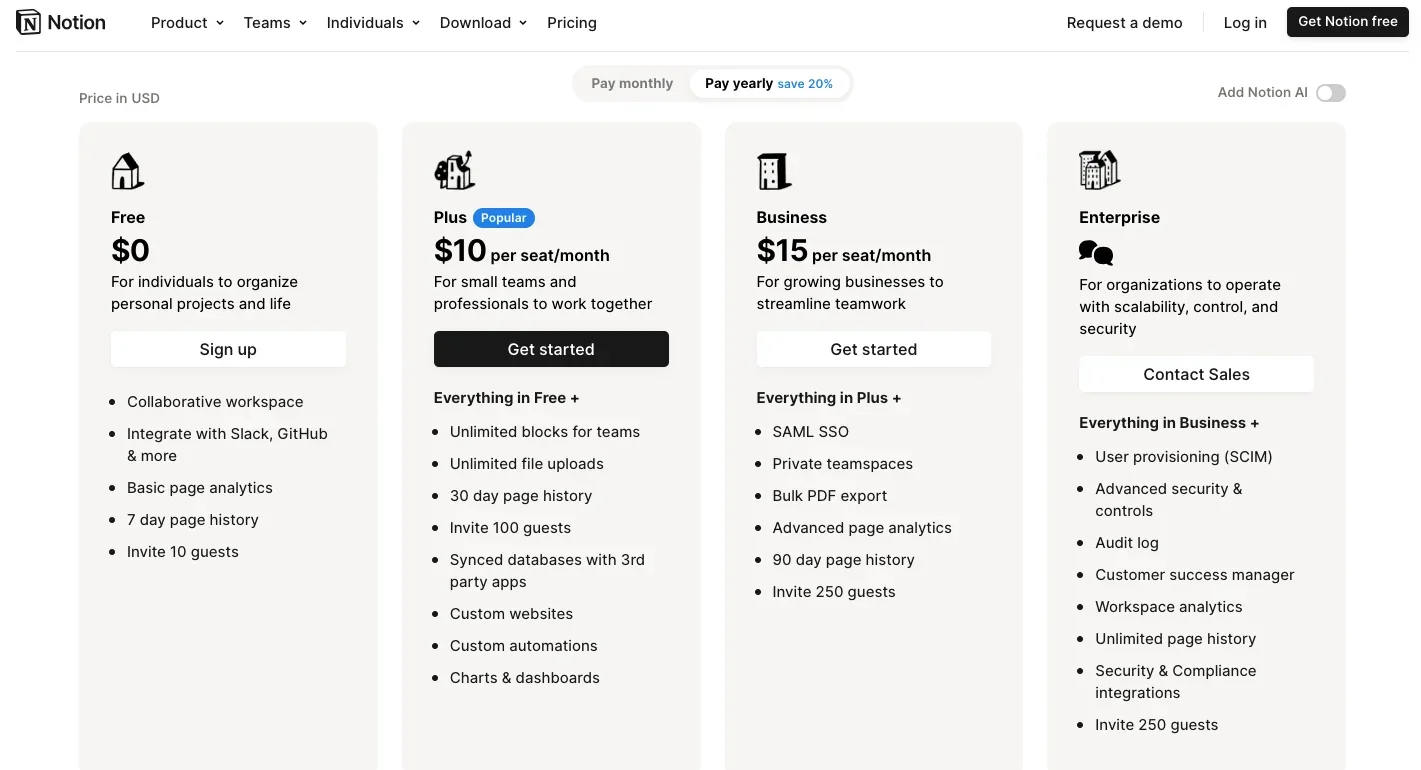 Notion_price page