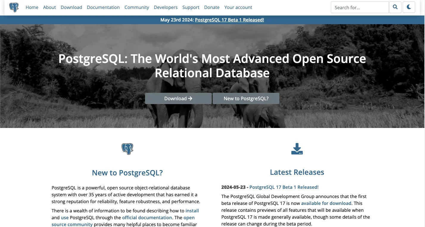 PostgreSQL_homepage