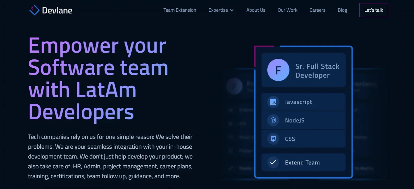 Devlane homepage
