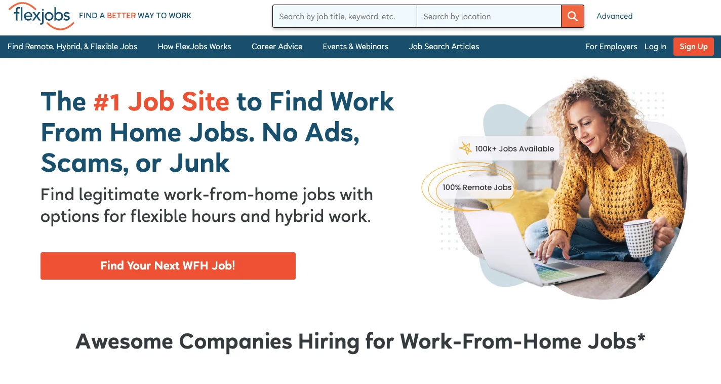 FlexJobs homepage