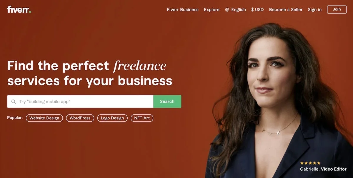 Fiverr homepage