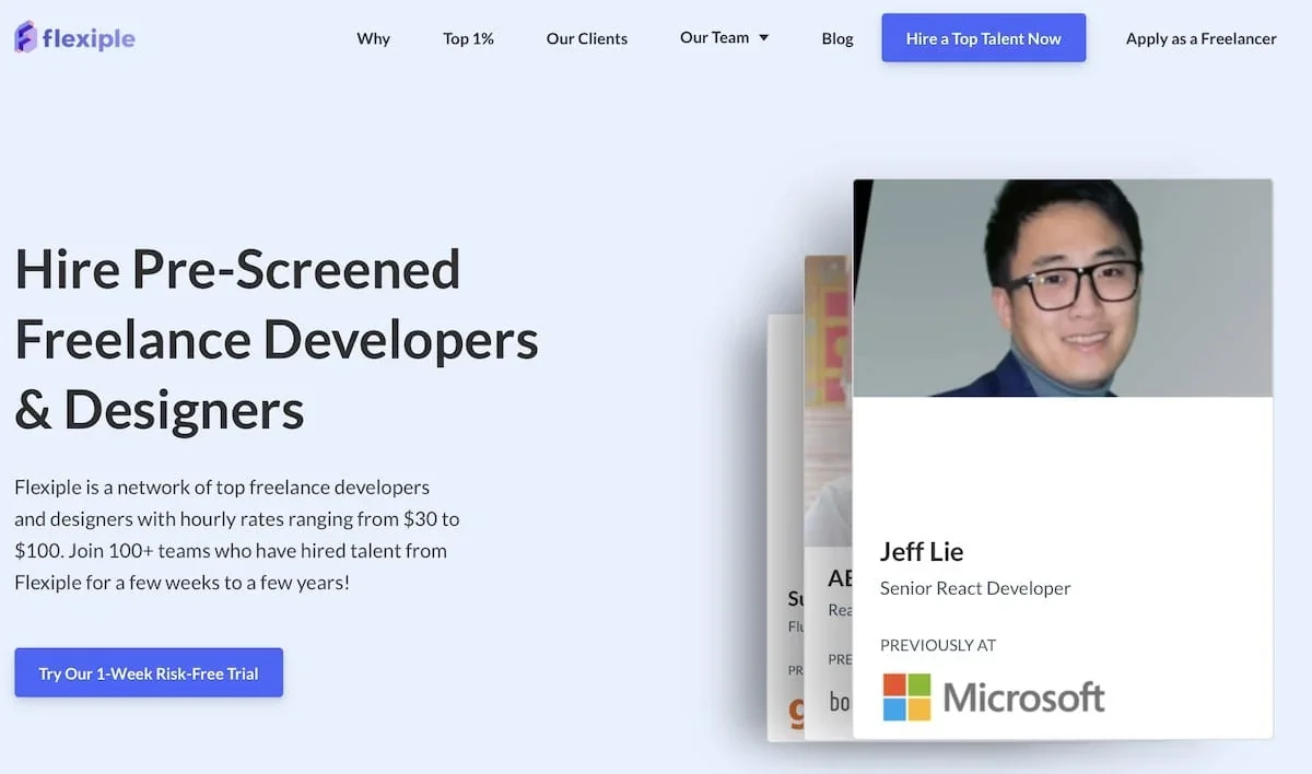 Flexiple homepage