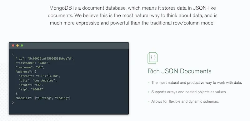 MongoDB JSON ad image