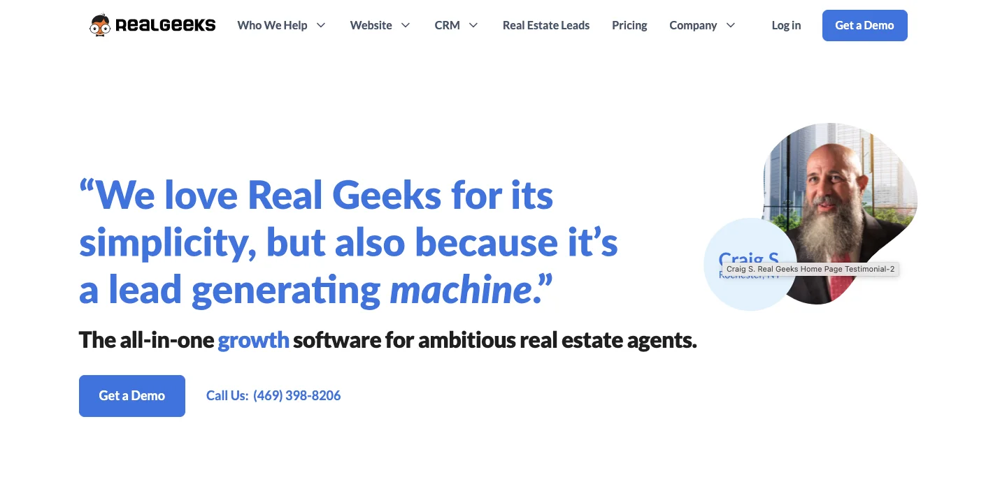 Real Geeks homepage