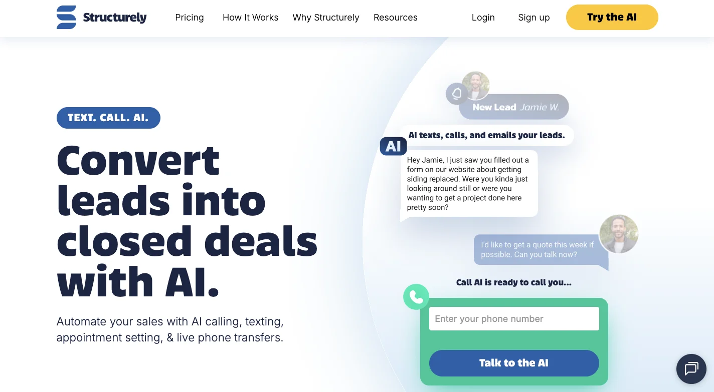 Structurely homepage