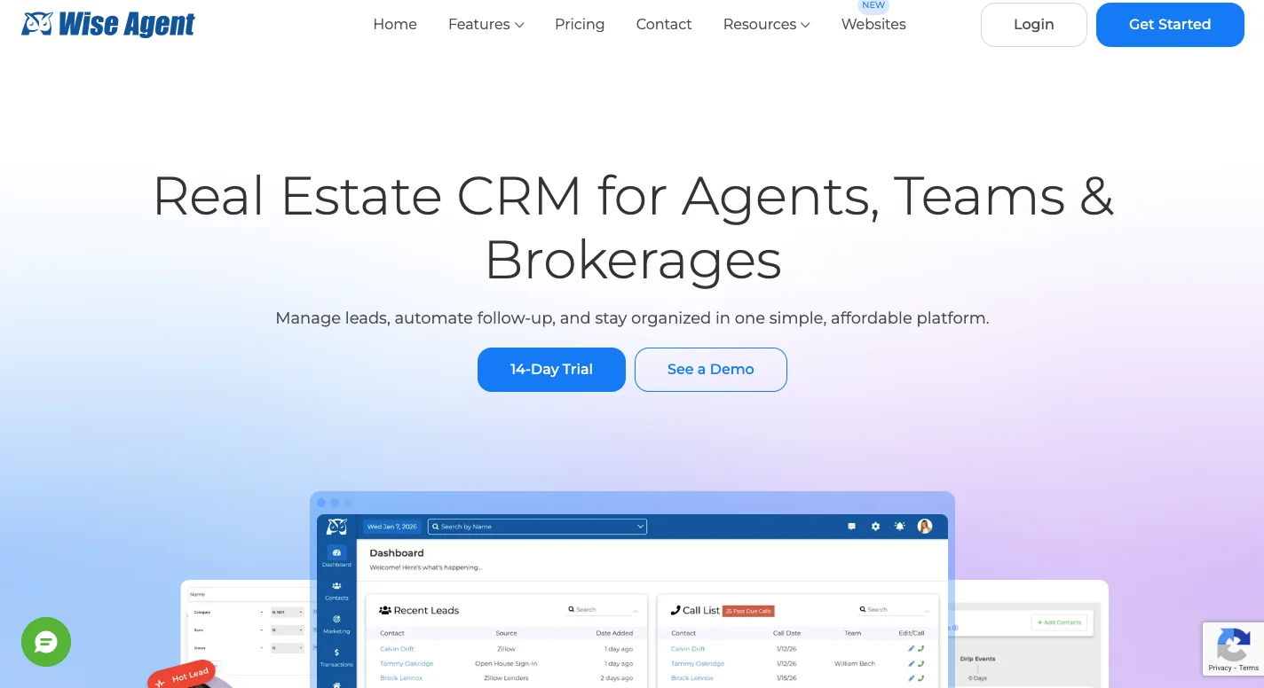 WiseAgent homepage