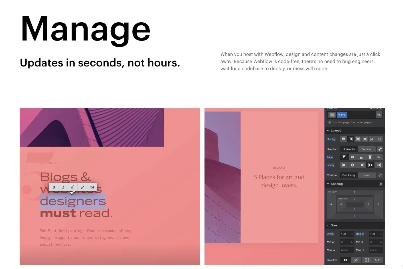 Webflow updating speed ad